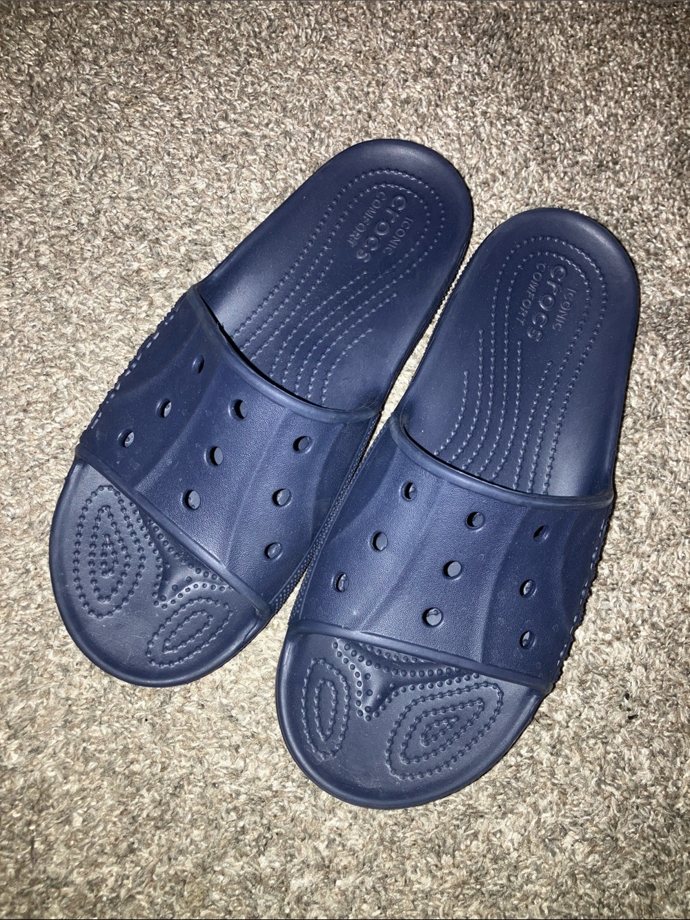 CROCS Navy Slide Sandals Men Size 9 Women Size 11